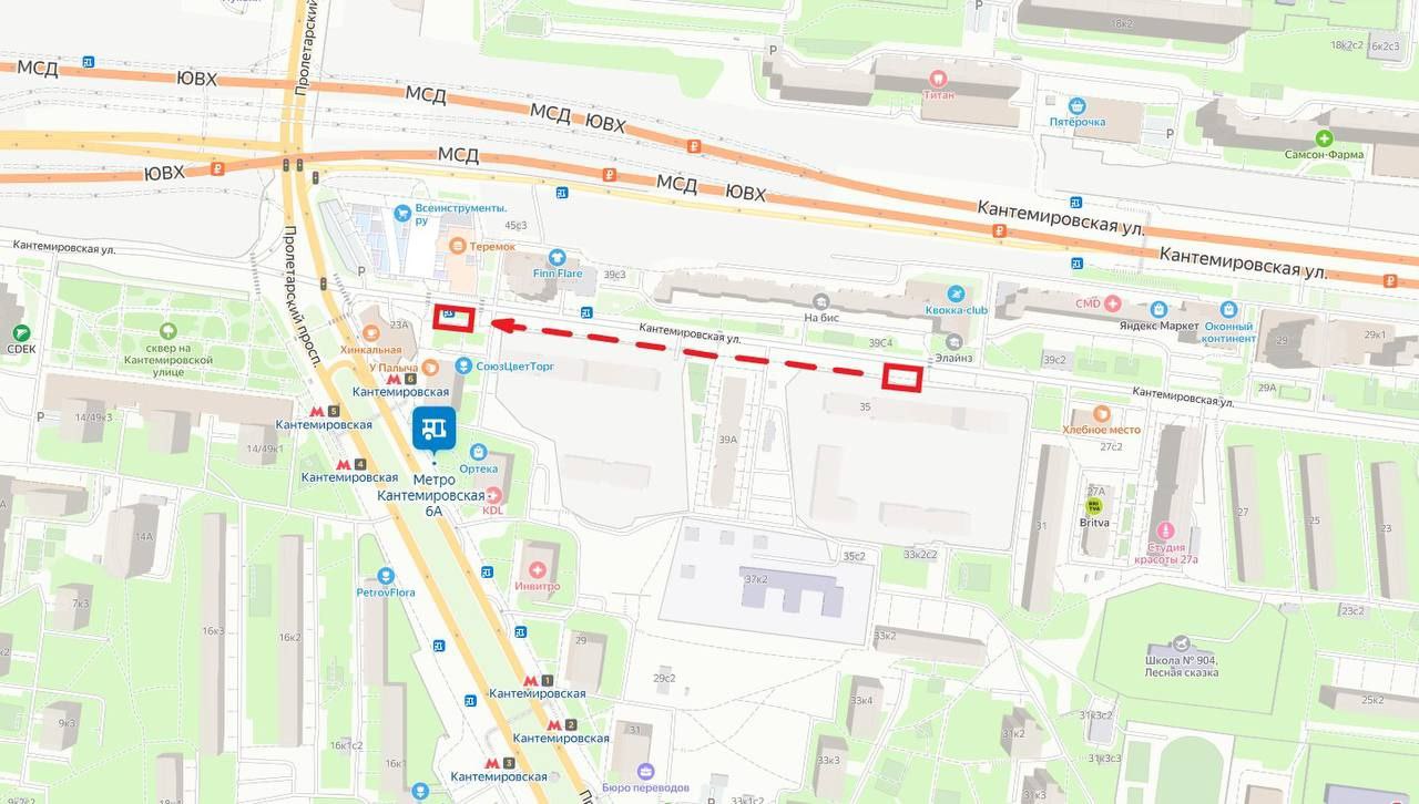 Перенос остановки общественного транспорта на Кантемировской улице. 